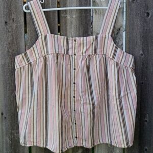 Crop Tank Top by Old Navy with Carmel Brown, Ivory, Black & Pink Stripes